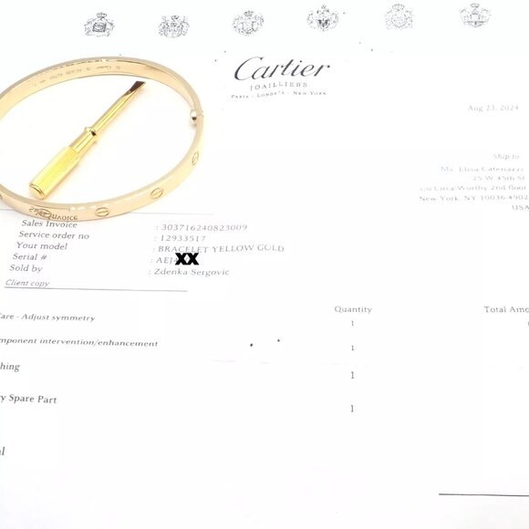 Authentic! Cartier 18k Yellow Gold Love Bangle Bracelet Size 19 Paper - Picture 5 of 10